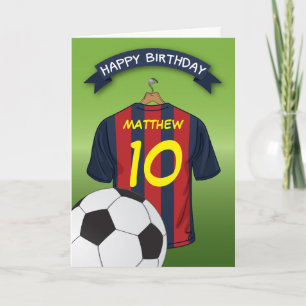 Carte Football Red & Blue Stripe Chemise Anniversaire