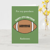 Carte Football Vert 13e anniversaire petit-fils (Fleur jaune)