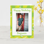 Carte Football Vert Thème Anniversaire Photo de voeux (Fleur jaune)