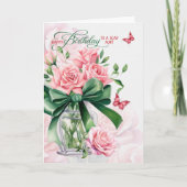 Carte for Aunt's Birthday Pink Roses and Butterflies (Devant)