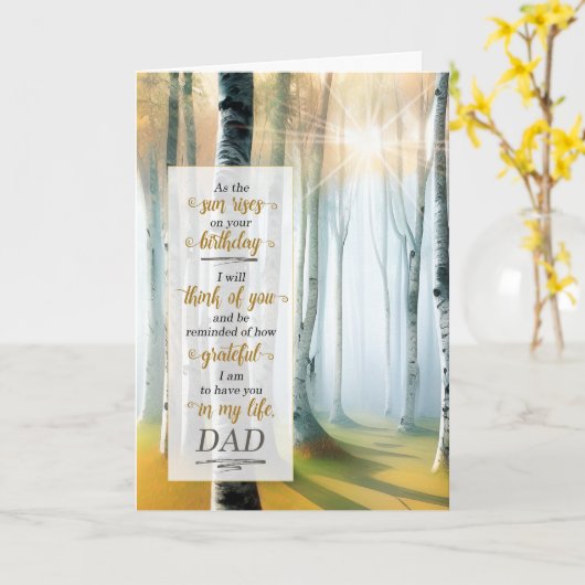 Carte for Dad on his Birthday Outdoors with Birch Tree  (Fleur jaune)