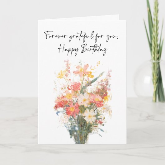 Carte For Friend, Happy Birthday Flowers Folded (Devant)