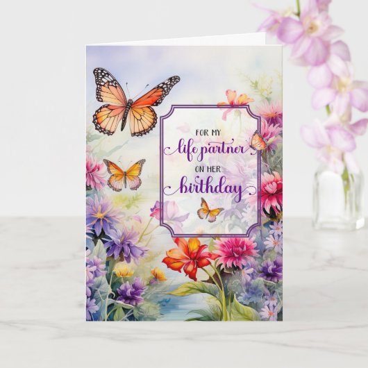 Carte For Life Partner Birthday Wildflower Garden (Orchidée)