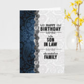 Carte For Our Son-in-Law Blue Paisley Birthday (Fleur jaune)