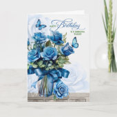 Carte for Teacher Vase of Blue Roses Birthday (Devant)