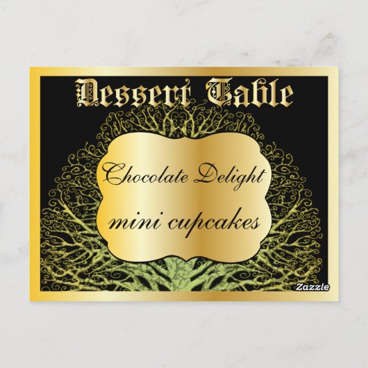 Carte Forest Gold Dessert ou Candy Buffet Table (Dos)
