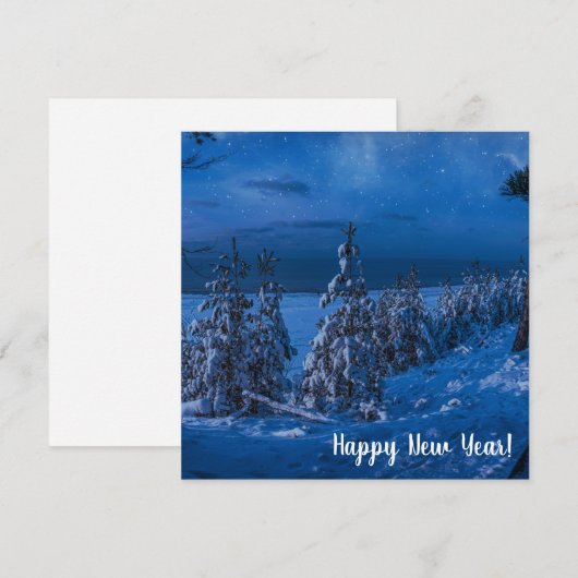 Carte Forest path at winter night (Devant / Derrière)