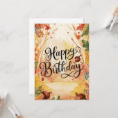 Carte Forêt colorée confortable automne automne heureux (Devant/Arrière en situation)