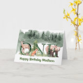 Carte Forêt d'animaux forestiers 1er premier anniversair (Fleur jaune)