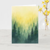 Carte forêt d'anniversaire brume dorée (Fleur jaune)