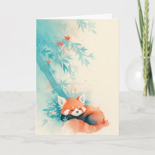 Carte Forêt de bambou de Panda roux sieste (Devant)