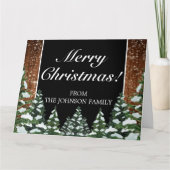 Carte Forêt de Bois Noir Joyeux Noël Plié Salutation (Devant)