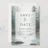 Carte Forêt de brume persistante Enregistrer la date QR (Devant)