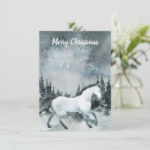 Carte Forêt de la forêt hivernale Cheval blanc Joyeux No (Debout devant)