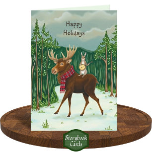 Carte Forêt de lapin d'orignal pittoresque Scène d'hiver