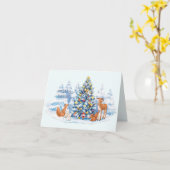 Carte Forêt de Noël et animaux des bois (Fleur jaune)