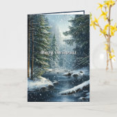 Carte Forêt de pins en hiver, rivière enneigée (Fleur jaune)
