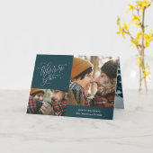 Carte Forêt d'hiver turquoise multi photo Noël Ca (Fleur jaune)