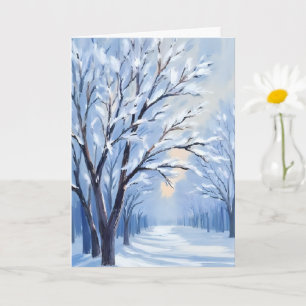 Carte Forêt embrassée par la neige Peinture aquarelle
