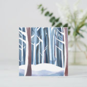 Carte Forêt enneigée d'hiver | Aquarelle simple moderne (Debout devant)