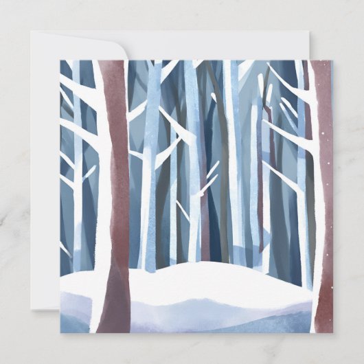 Carte Forêt enneigée d'hiver | Aquarelle simple moderne (Devant)