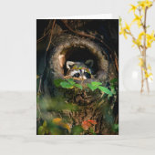 Carte Forêt | Raccoon Peeking (Fleur jaune)