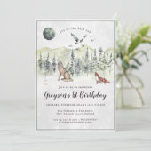 Carte Forêt rustique Woodland Anniversaire Fête Invitati (Debout devant)