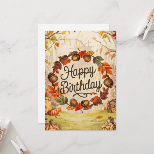 Carte Forêt Whimsical Chaud Automne Automne automne Bonn (Devant/Arrière en situation)