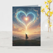 Carte Forever in my heart! Heart and clouds, custom  (Fleur jaune)