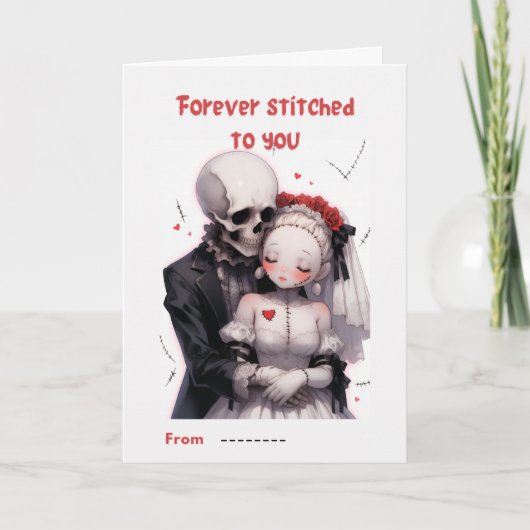 Carte Forever Stitched to You Skeleton Couple Valentine (Devant)