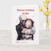 Carte Forever Stitched to You Skeleton Couple Valentine (Fleur jaune)