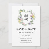 Carte Formal Floral Monogram Crest Wedding (Devant)