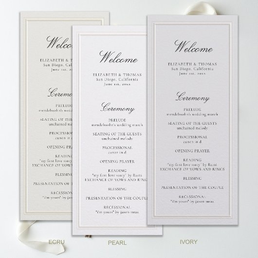 Carte Formal Modern Classic Ecru Frame Wedding Program