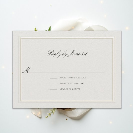 Carte Formal Modern Classic Elevated Ecru Wedding RSVP
