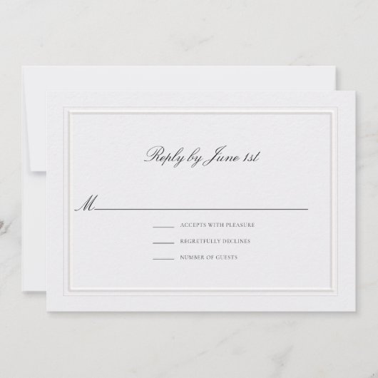 Carte Formal Modern Classic Elevated Pearl Wedding RSVP (Devant)