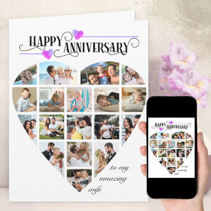 Carte Forme cardiaque 18 Collage photo Anniversaire du M