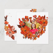 Carte Forme cardiaque Cadre photo floral (Devant / Derrière)