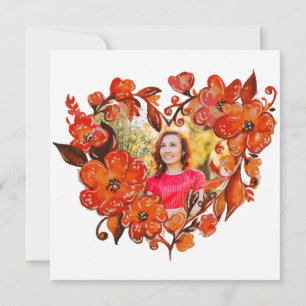 Carte Forme cardiaque Cadre photo floral