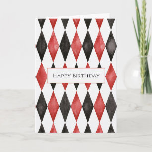 Carte Forme de diamant rouge noir blanc pour anniversair