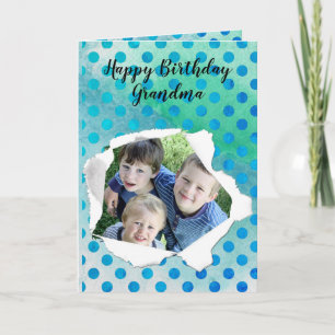 Carte Forme de Fleur Photo Personnalisée Aquarelle Paste