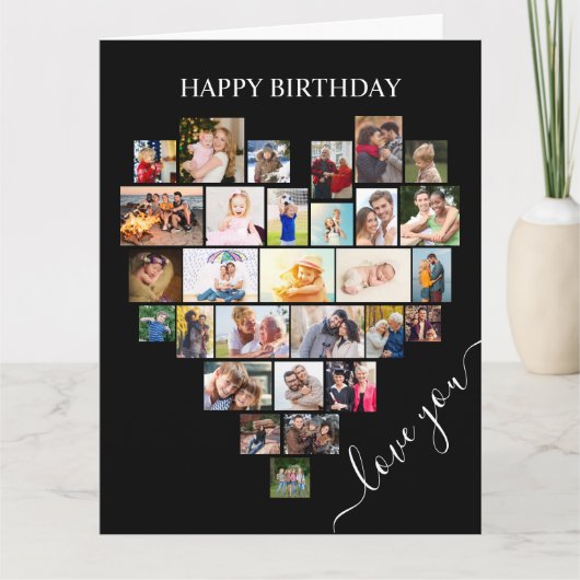Carte Forme du coeur Photo Collage Love Script Anniversa (Devant)