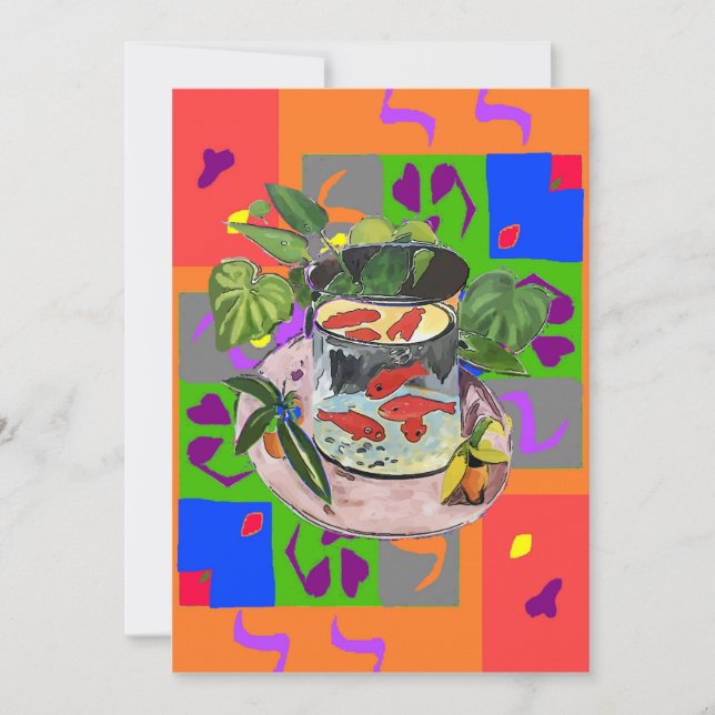 Carte Formes de style Matisse et poisson d'or (Devant)
