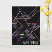 Carte Formes géométriques néon de glitchcore d'anniversa (Fleur jaune)