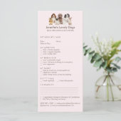 Carte Formulaire de mise à jour du toilettage de chien (Debout devant)