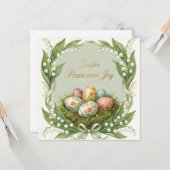 Carte Formule fantaisiste de Joyeuses Pâques (Devant/Arrière en situation)