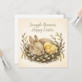 Carte Formule fantaisiste de Joyeuses Pâques (Devant/Arrière en situation)