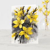 Carte Forsythia - Fleurs aquarelle (Fleur jaune)