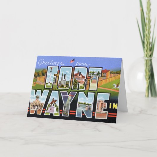 Carte Fort Wayne Indiana Grandes lettres voeux (Devant)
