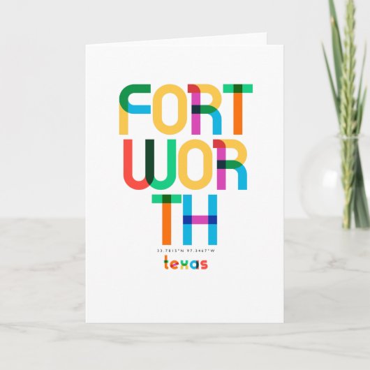 Carte Fort Worth Texas Mid Century, Pop Art, (Devant)