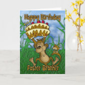 Carte Foster Brother Joyeux Anniversaire avec tenue de s (Fleur jaune)